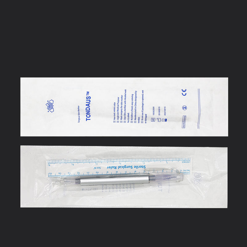 ダブルヘッド白外科眉毛タトゥースキンマーカーペンツールアクセサリータトゥーマーカーペンと測定定規 Microblading