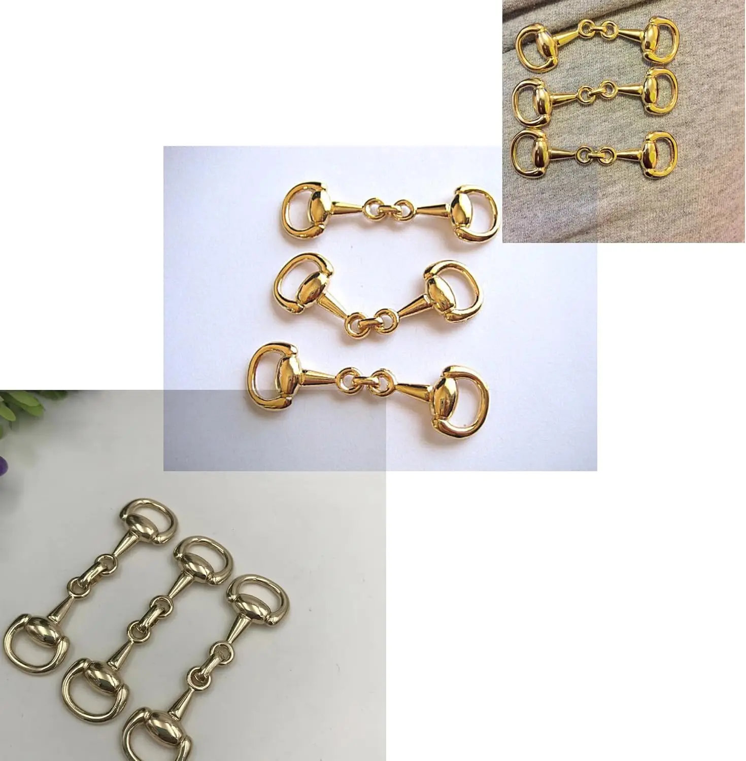 6 PCS Light Gold Horse Bit Key Chain Snaffle Bit Buckle Elegant Horsebit สร้างประณีตเครื่องประดับขี่ม้า
