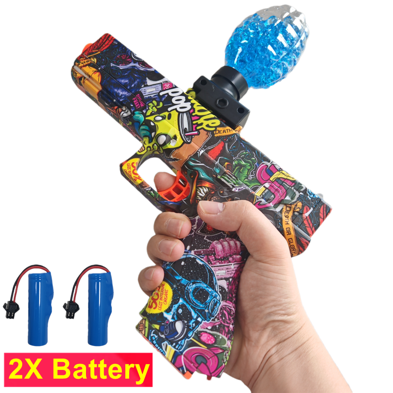 3.7V 전동 젤 볼 장난감 총 완전 자동 젤 건 블래스터 부모-자녀 야외 사격 게임 어린이 선물 (총알 제외)