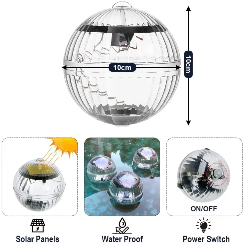 Świąteczna solarna lampka pływająca do basenu, wodoodporna, LED, zasilana energią słoneczną, wielokolorowa, zmieniająca kolory, lampka do akwarium, stawu.