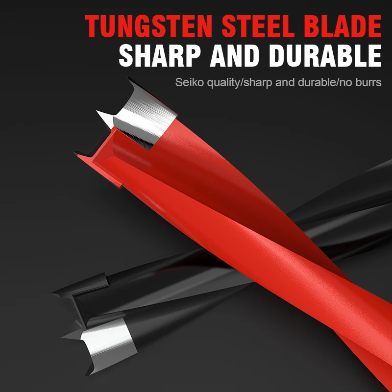 HUHAO Left/Right Wood Router Drill Bit 70mm Length Rotation Row Drilling 2 Flute Carbide Forstner Router Bit Hole 3 mm To 35mm