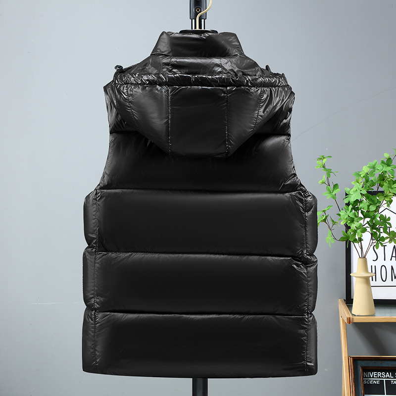 Colete de casal de algodão preto dourado colete de algodão de inverno chapéu tendência destacável