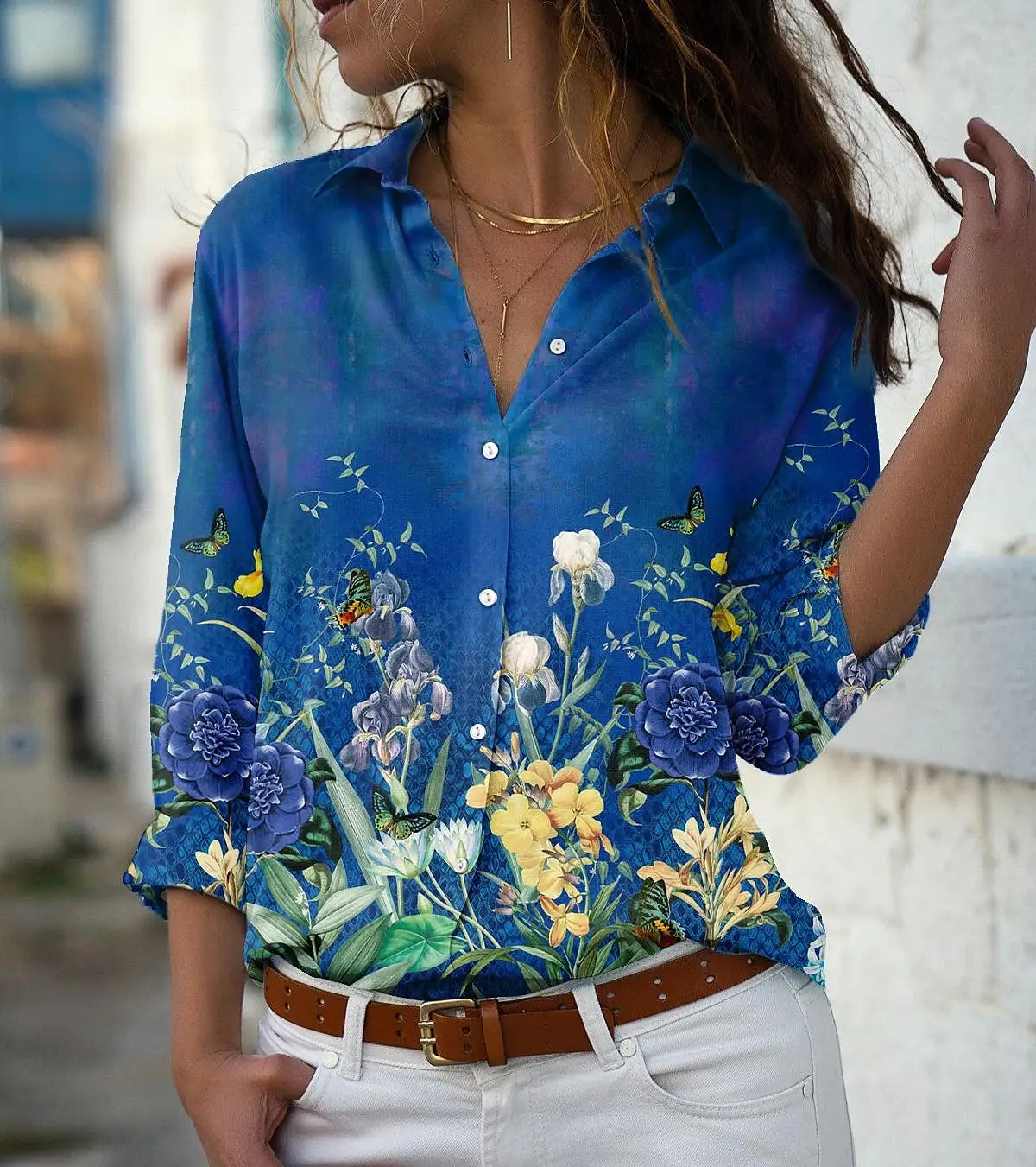 Elegant หลวมเสื้อผู้หญิงลําลองผู้หญิงเสื้อแขนยาวผู้หญิงเสื้อ