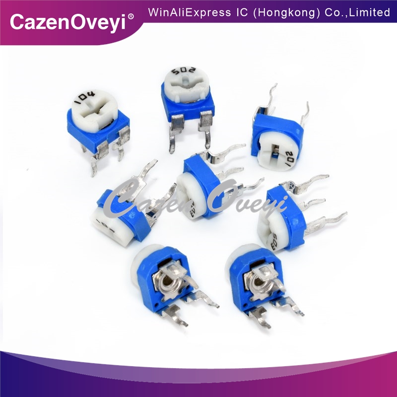 10PCS Blue and white potentiometer RM065 500R (501) horizontal adjustable potentiometer