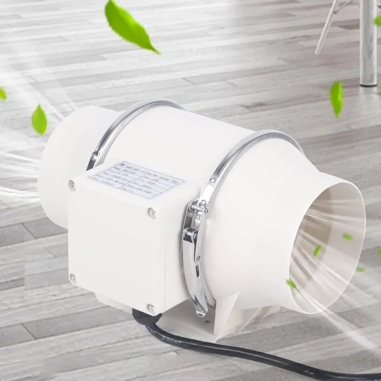220 V 100 mm verstellbarer Rohrventilator 220 m3/h, EC-Motor-Inline-Abluftventilator, geräuschlos, 2600 U/min, für Badewannen, Küchenbelüftung
