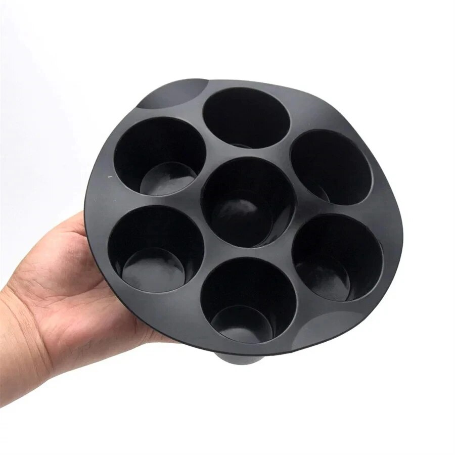 Moule à muffins en silicone Airfryer, moule à gâteau Chi, mini moule à gâteau antiadhésif, accessoires pour friteuse à air, 7 standards, 3.5 à 5.8 L, 7 po