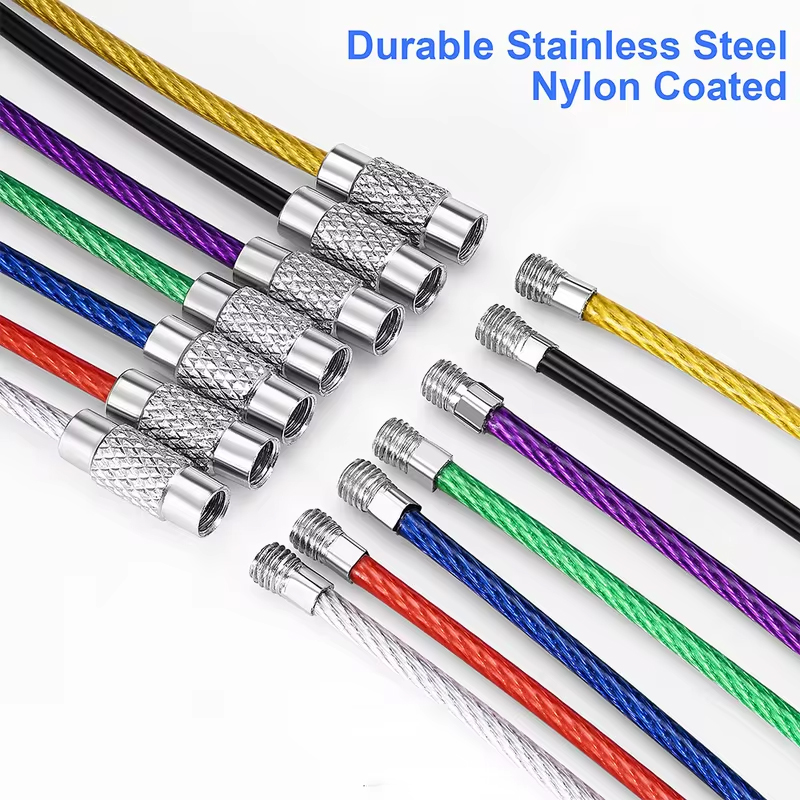 5-10pcs 2mm PVC เคลือบสแตนเลสสตีลพวงกุญแจ DIY พวงกุญแจกระเป๋าเดินทางเชือก 15 ซม.แหวนสกรูล็อคเครื่องมืออุปกรณ์เสริม