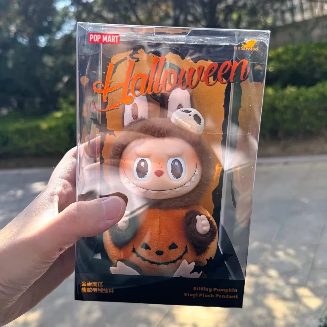 Labubu Happy Hallowween Party Series - Colgante de felpa de vinilo de calabaza sentada, réplica limitada de Halloween de edición limitada de EE. UU.