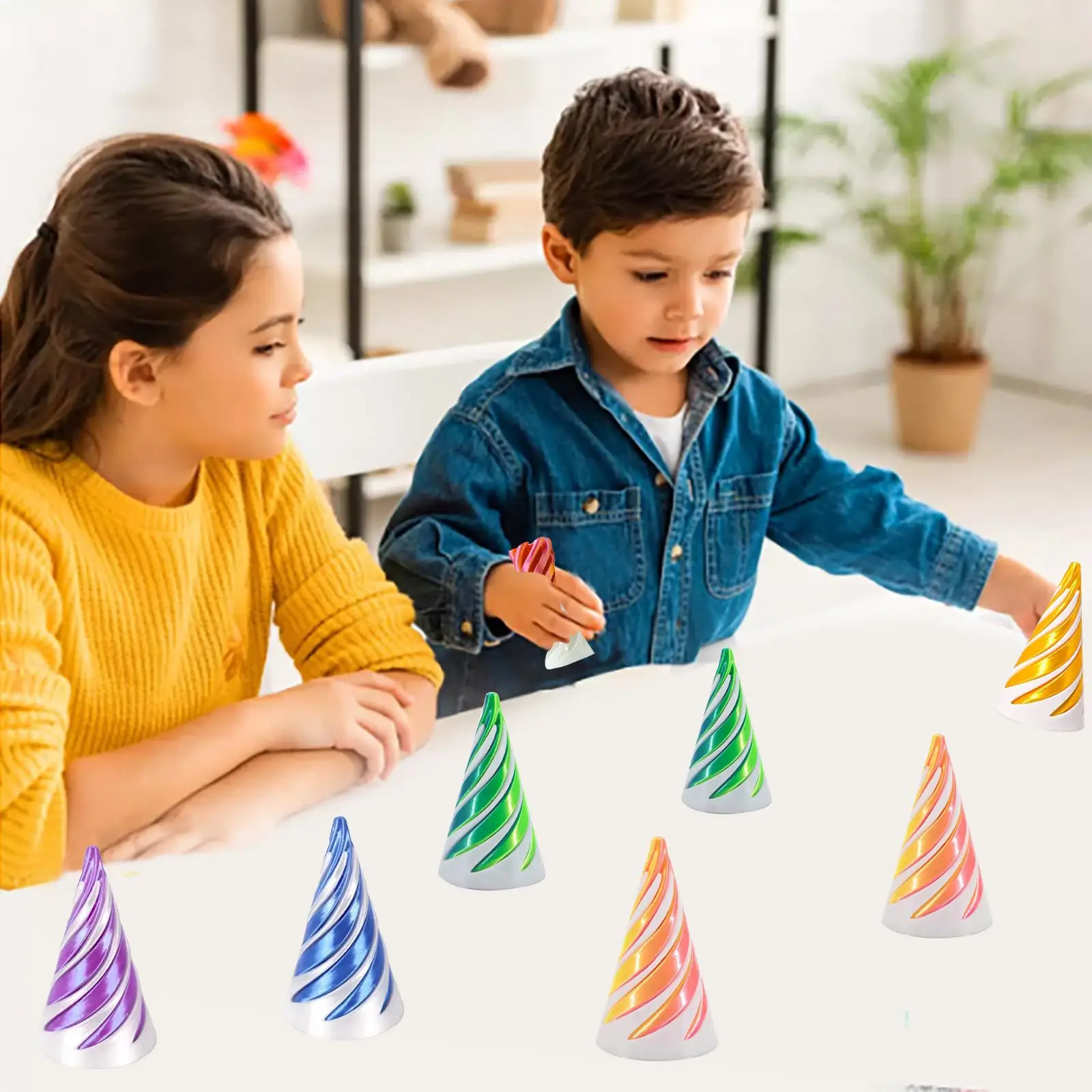 3D Printed Spiral Cone Pyramid Passthrough Sculpture Pass Through Pyramid Toy Mini Vortex Thread illusion Cone Spiral Ornament