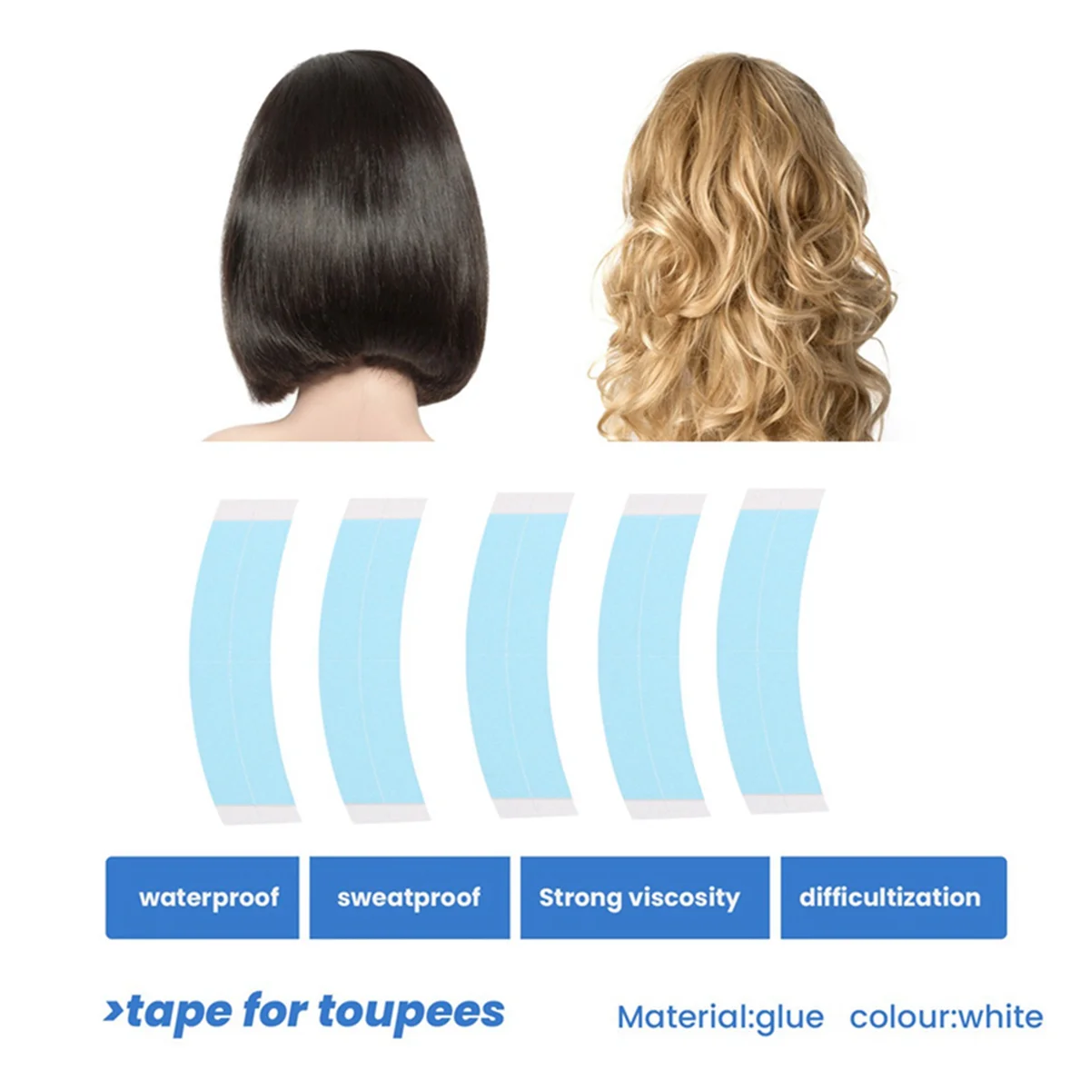 A71P 72Pc 슈퍼 강한 듀오 가발 더블 테이프 슬리 팅 라인 양면 접착 확장 헤어 스트립 Toupees/레이스 가발