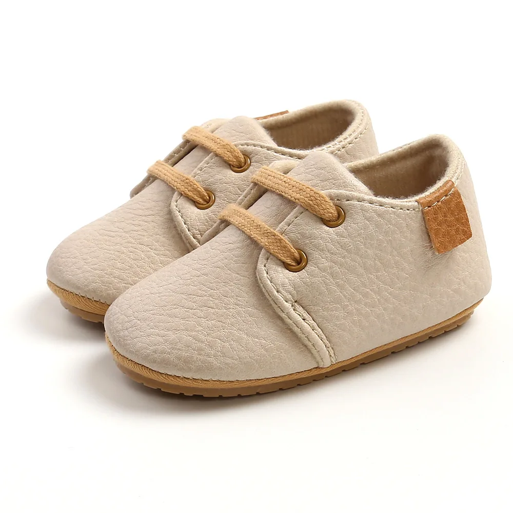 Meckior Retro-zapatos de cuero PU para bebé, mocasines antideslizantes con suela de goma para primeros pasos, Unisex, para recién nacido