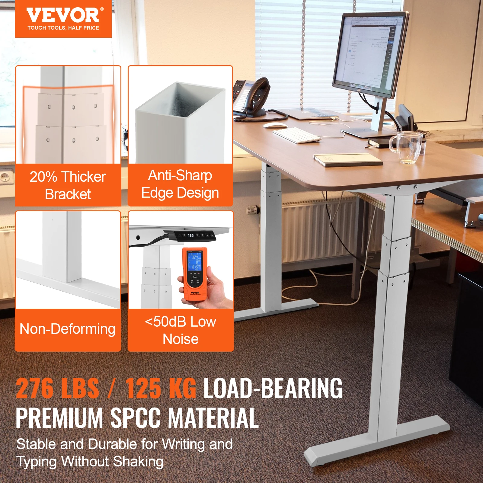 Vevor Staand Bureauframe Elektrische Stand Up Computer Bureaupoten Ergonomische Diy Werkstation Basis Voor Thuis En Kantoor Zwart Wit