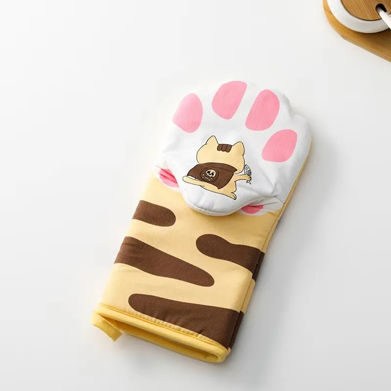 ครัวเบเกอรี่ผลิตภัณฑ์ Cat Claw เตาอบฉนวนถุงมือ Simple Single Person ไมโครเวฟถุงมือผ้าฝ้าย