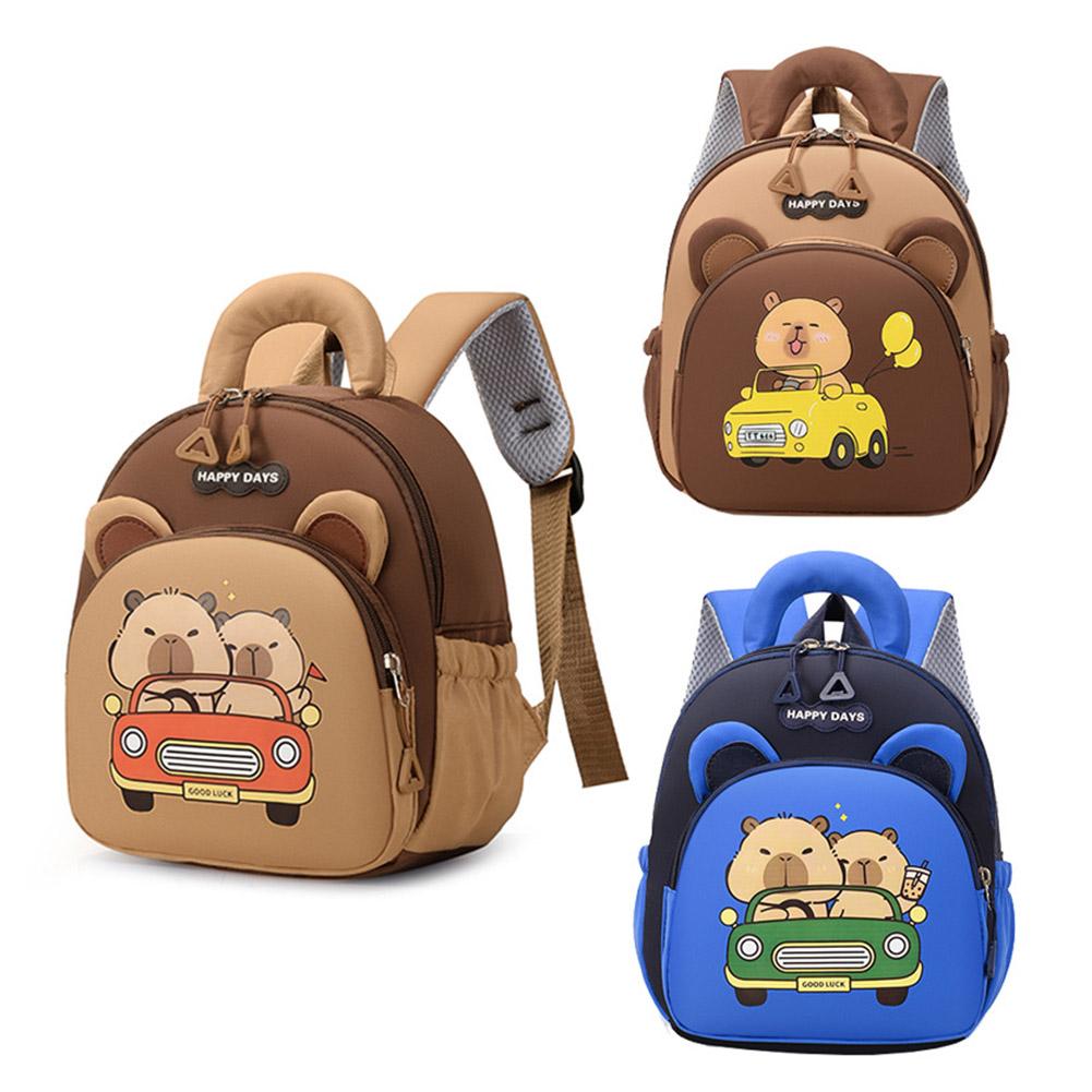 น่ารักการ์ตูน Capybara กระเป๋าเป้สะพายหลังหลายกระเป๋าขนาดใหญ่ความจุเด็กนักเรียนกระเป๋าเป้สะพายหลังกว้างสายรัดกระเป๋าเป้สะพายหลังน้ําหนักเบา