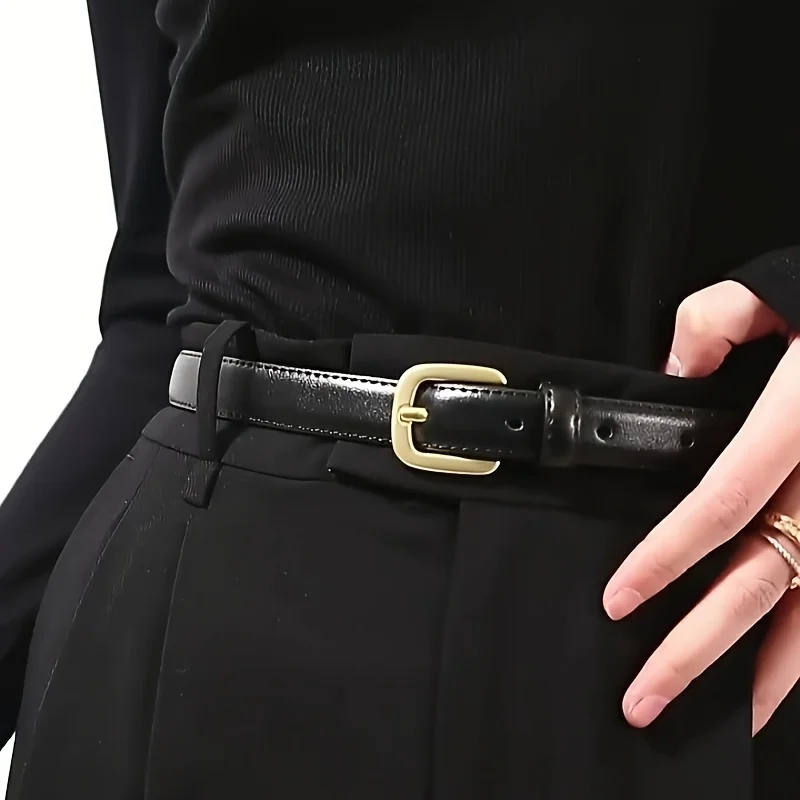 Cinto de moda casual de 2 pacotes com sensação simples e sofisticada, cinto de laço duplo com fivela de agulha adequado para uso diário