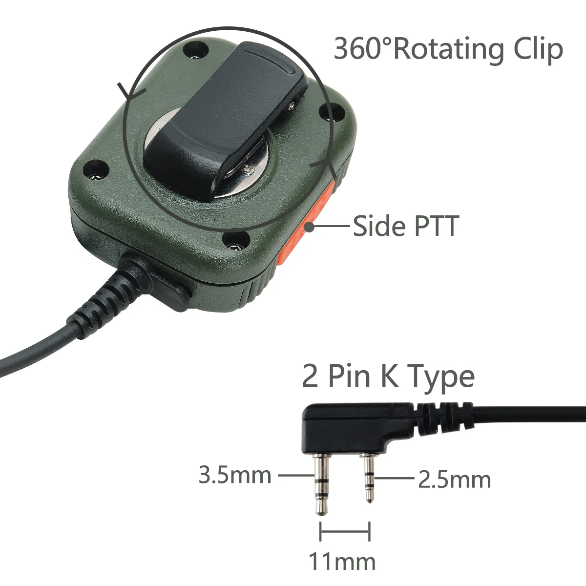 Baofeng AR-152 Walkie Talkie mikrofon PTT radia głośnik Keenwood 2-Pin typ mikrofon ręczny dla UV-K5 UV-21 Pro DR-1801