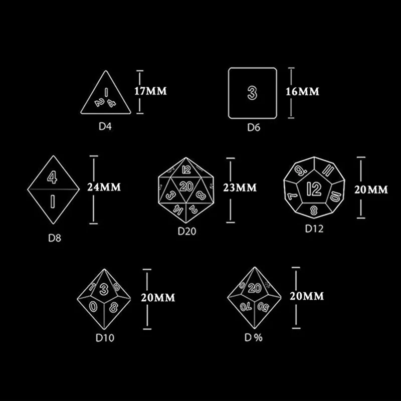 7 шт./компл. черные и синие кости звездного неба D&D COC Dice D4 D6 D8 D10 D% D12 D20 Настольные игры DND RPG Dice Set