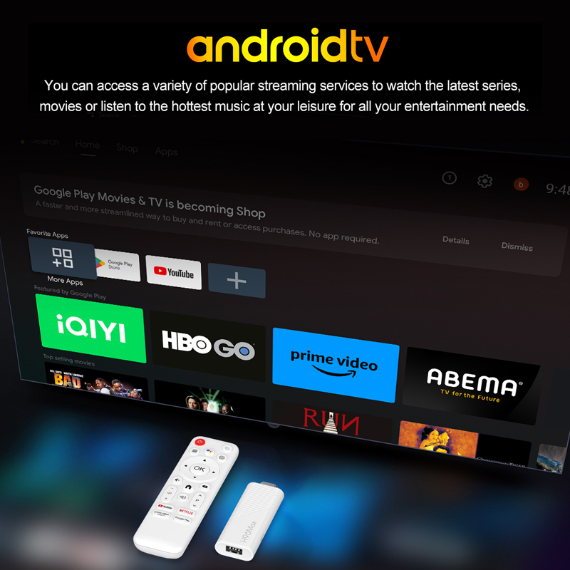 Smart TV Stick H96 MAX H313 Android 14 2.4G 5G Wifi6 Home Media Player 2GB 8GB 16GB Voice Assistant Android TV Stick