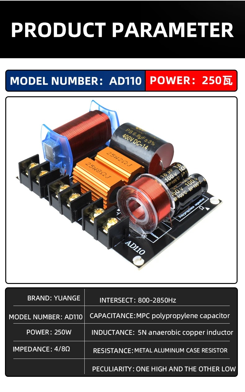 Heim-HiFi-Verstärkerplatine mit 2-Wege-Crossover-Hoch-Niederfrequenz-Lautsprecherteiler für Autobücherregallautsprecher Premium