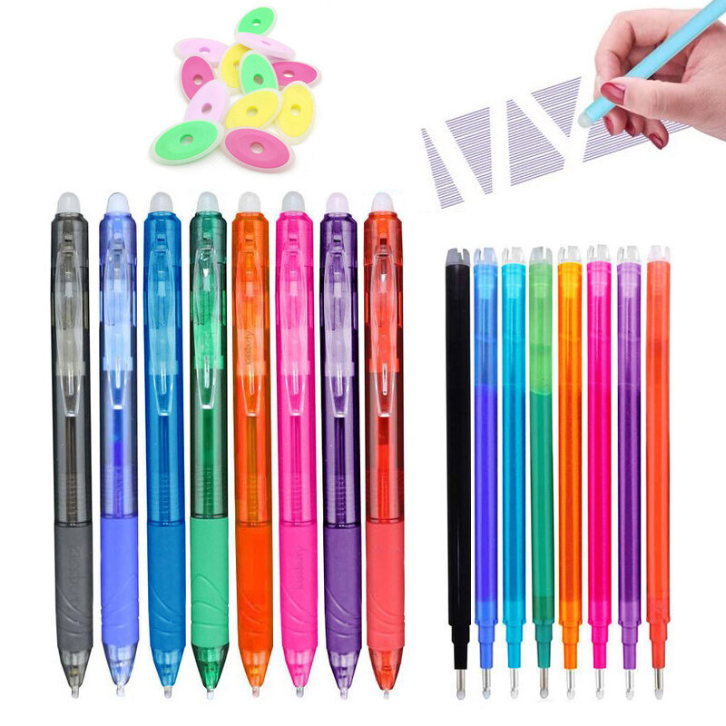 Bolígrafos de Gel borrables Multicolor de 0,5mm con recambios, bolígrafos de alta calidad en negro, azul y rojo para escribir papelería Kawaii