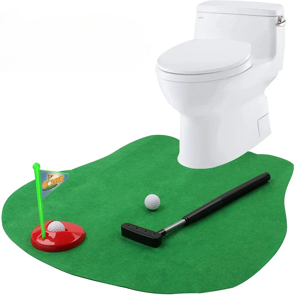 Mini juego de Golf para inodoro, juego de Golf para tiempo de inodoro, accesorios de entrenamiento de Golf, regalo de fiesta de cumpleaños