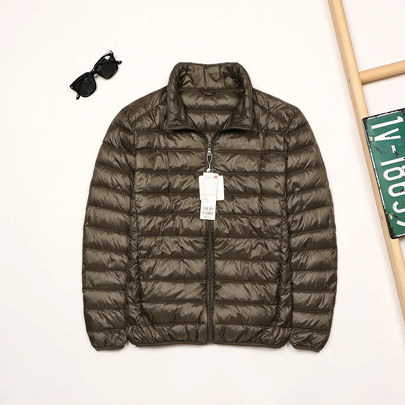 Outono e inverno novo 2024 jaqueta leve masculina gola plus size juventude ultra-fino portátil para baixo casaco curto