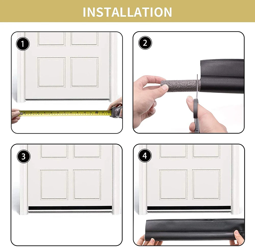 1pc Door Bottom Seal Strip Cuttable Insulation Under Door Draft Blocker Windproof Anti-Cold Gap Weather Stripping Acoustic Foam