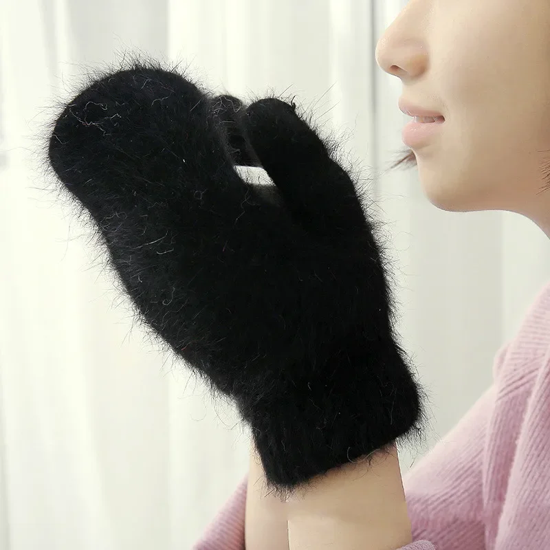 Gants en laine de lapin mignons pour femmes, mitaines d'hiver, sortie d'usine, gants en fourrure, sans doigts, gants d'hiver pour femmes et filles