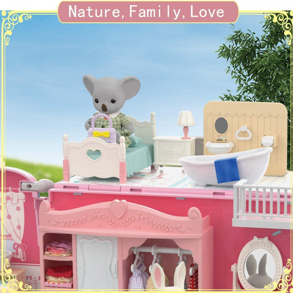 ドールハウス コアラ 日記 女の子ままごとおもちゃ DIY ツアーバス 寝室 ドレッサー ダイニング キッチン バスルーム ショップ ごっこ遊び 家族のおもちゃ 女の子