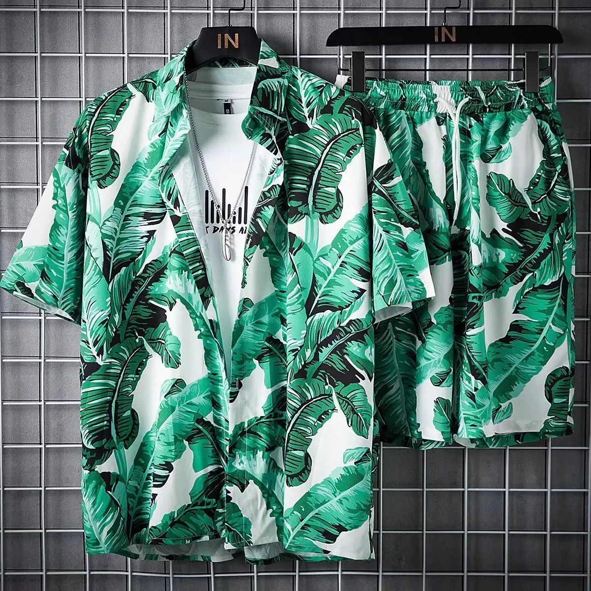 Strandkleidung für Herren, 2-teiliges Set, schnell trocknendes Hawaii-Hemd und Shorts-Set, Herrenmode, Kleidung, Druck, lässige Outfits, Sommer