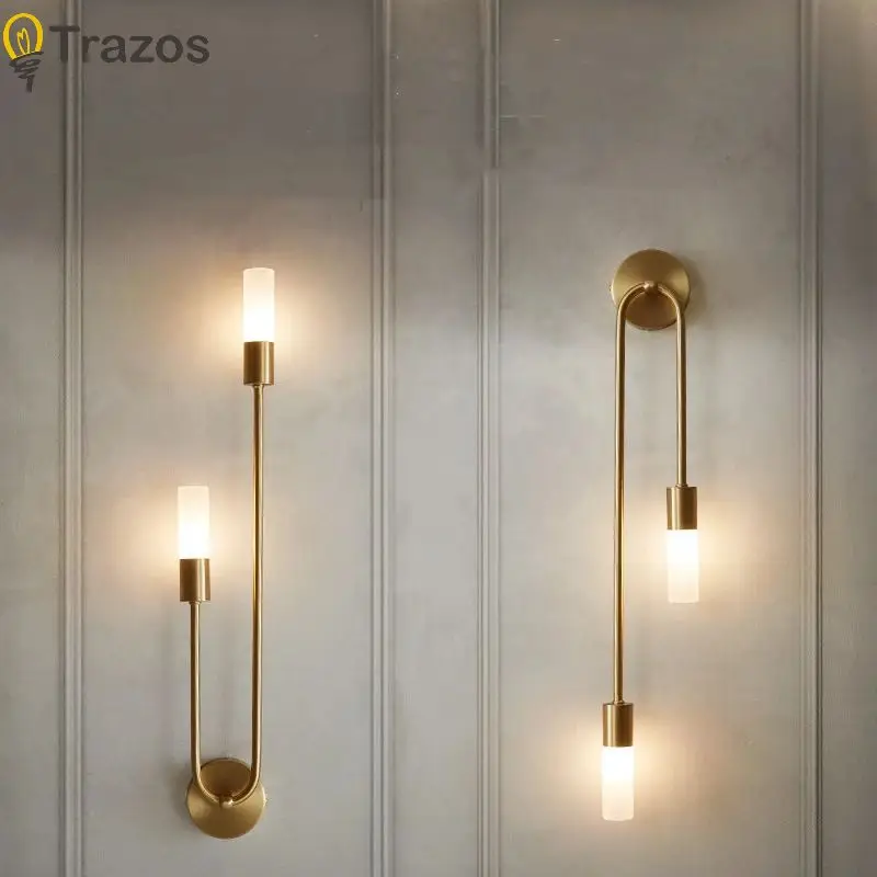 Nordic Luxury Wall โคมไฟห้องนั่งเล่นโมเดิร์น Minimalist LED สีดําทอง Creative TV พื้นหลังทางเดินห้องนอนโคมไฟข้างเตียง