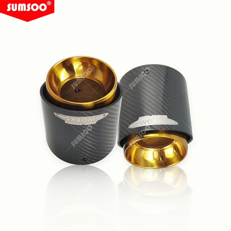 Sumoo genuíno 1 peça ponta silenciadora preta cromada e fibra de carbono adequada para mini cooper ponta de escape r55 r56 r57 r58 r59 r60 r61