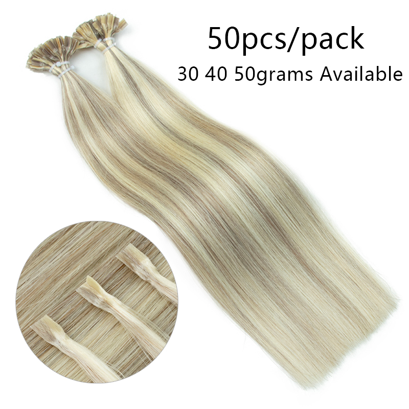 K Tip Hair Extensions Keratine Menselijk Haar Hot Fusion Haarverlenging 1 cm Italië Keratine Lijm Machine Remy 12-24 inch 30 50 G/pak