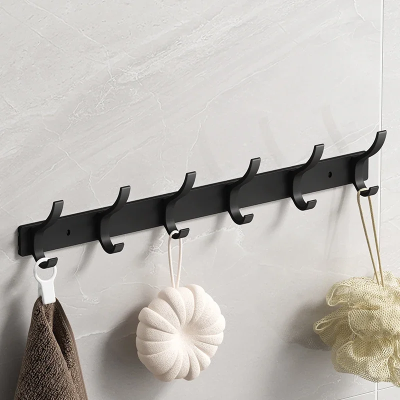 สีดํา Robe Hooks ผ้าเช็ดตัวแขวนเล็บ Wall Rack Hooks Coat ผู้ถือเสื้อผ้าสําหรับห้องน้ําห้องครัวอุปกรณ์เสริม