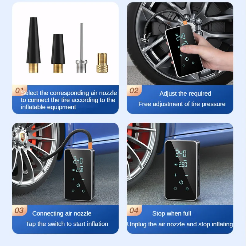 Auto mini montado sem fio bomba de inflação bomba de ar carro motocicleta bicicleta pneu inflator universal elétrico inflator portátil