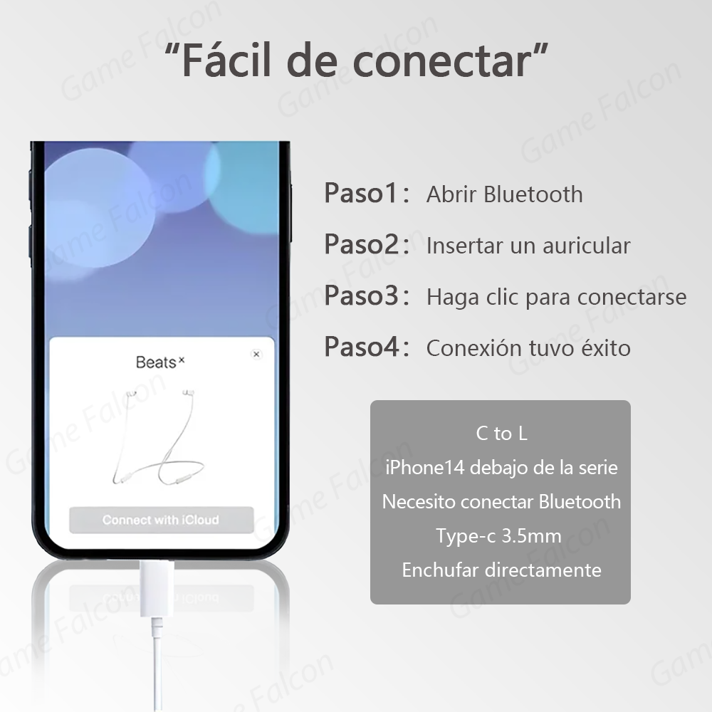 Aplicable a Apple iPhone 15 14 13 Pro Altantador de cableado Bluetooth de alta fidelidad Tipo-C 3.5 mm Adecuado para Samsung Xiaomi Ipad Tablet