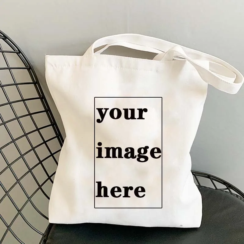 Bolso de mano de lona de algodón personalizado Compras de sus imágenes aquí Imprimir bolsos de lona de viaje de moda blancos de diseño original