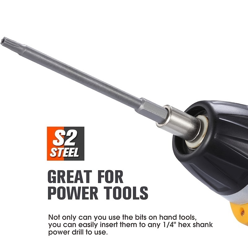 ไขควงแม่เหล็ก Torx ชุด 150 มม.ยาวพิเศษการรักษาความปลอดภัย Tamper Proof Star เจาะสกรูเคล็ดลับ Hex 1/4 สําหรับเครื่องมือโรตารี่