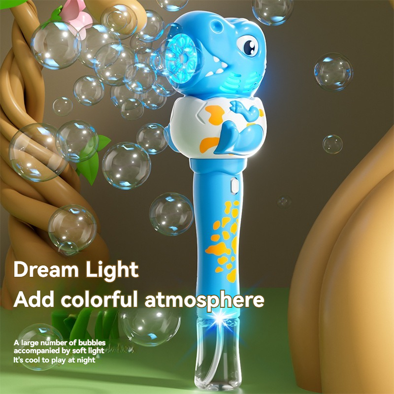 New Dinosaur Bubble Gun Toy Rocket Soap Bubbles Machine Gun Shape Automatic Blower With Light Toys For Boys Girls Christmas Gift