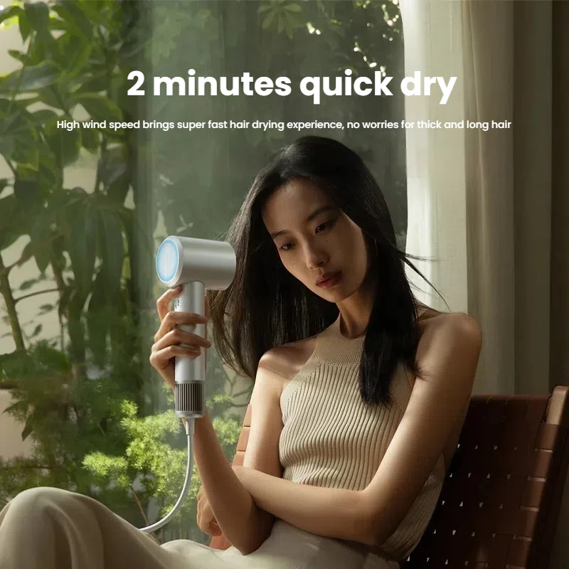 XIAOMI Secador de cabelo de alta velocidade H501 Cuidados com os cabelos com íon negativo 110000   Rpm Dry 220V versão CN (com adaptador UE) velocidade do vento 62 m/s