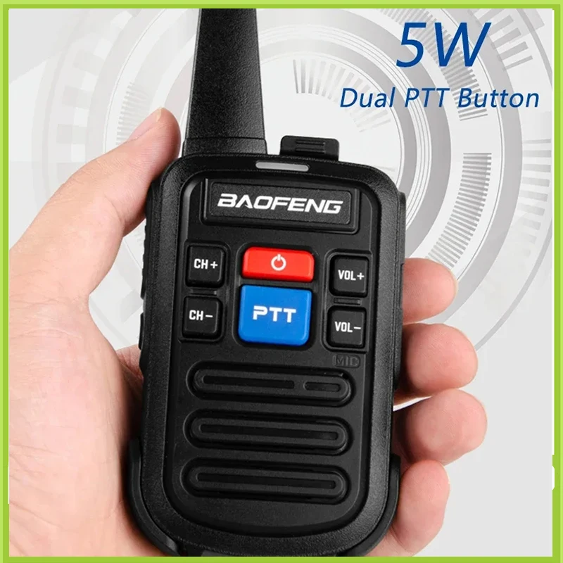Baofeng BF-C50 Mini Walkie Talkie UHF Dual PTT 5W Kids Woki Toki Type-C Charger Child Intercom HF Transceiver 1500mAh Ham Radio