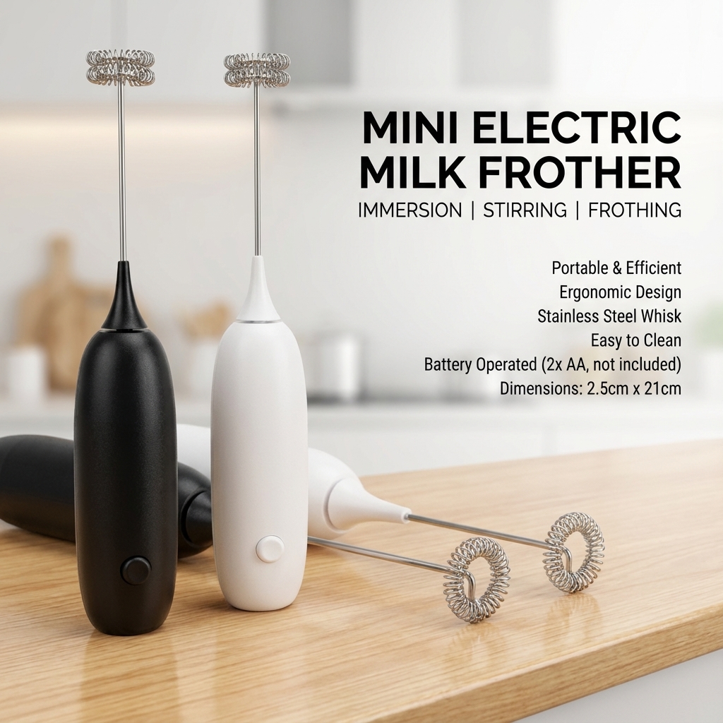 1PC Automatic Handheld Egg Beater Milk Froth Mixer Battery Operated Coffee Whisk Kitchen Tool for Foam Creation