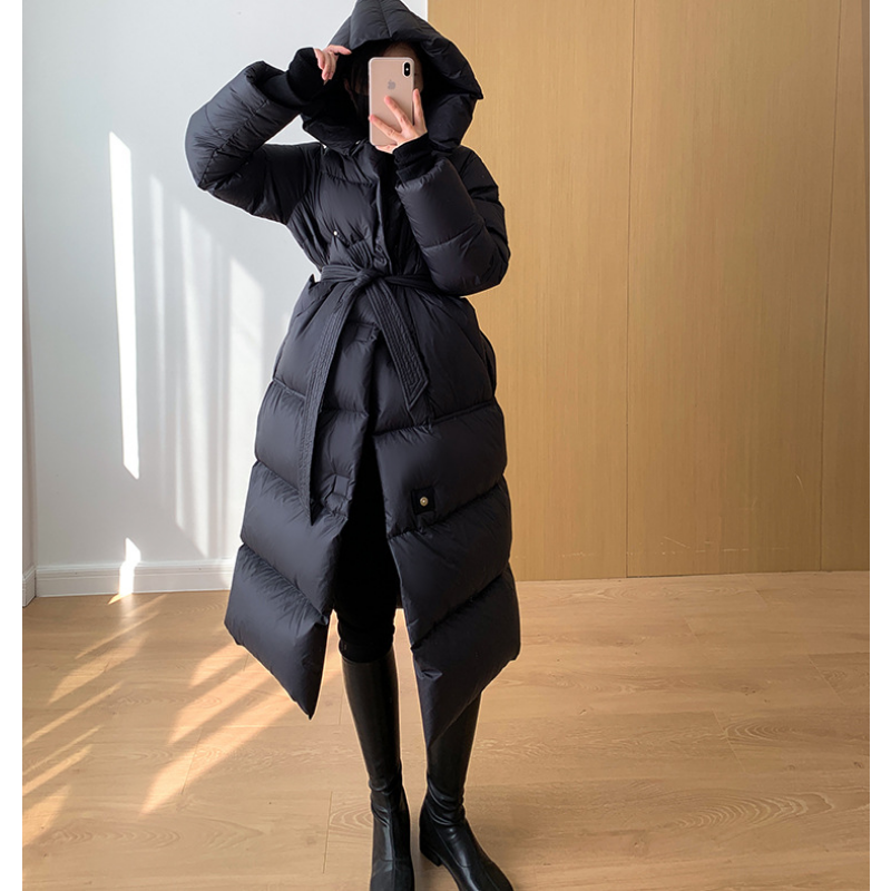 女性ジャケット 2024 秋と冬のコートダウンファッションハイエンド人気ウィザードキャップ 90 ホワイトダックロングダウンジャケット女性パーカー