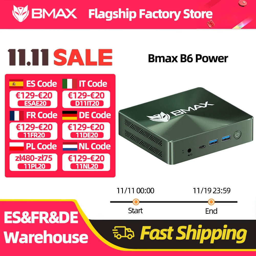 Bmax Mini Pc B6Power Intel Core I7-1060Ng7 Windows 11 16Gb Ram 1Tb Nvme Ssd Nvme_2280X2 HDMI USB Bluetooth Computador Tipo-C