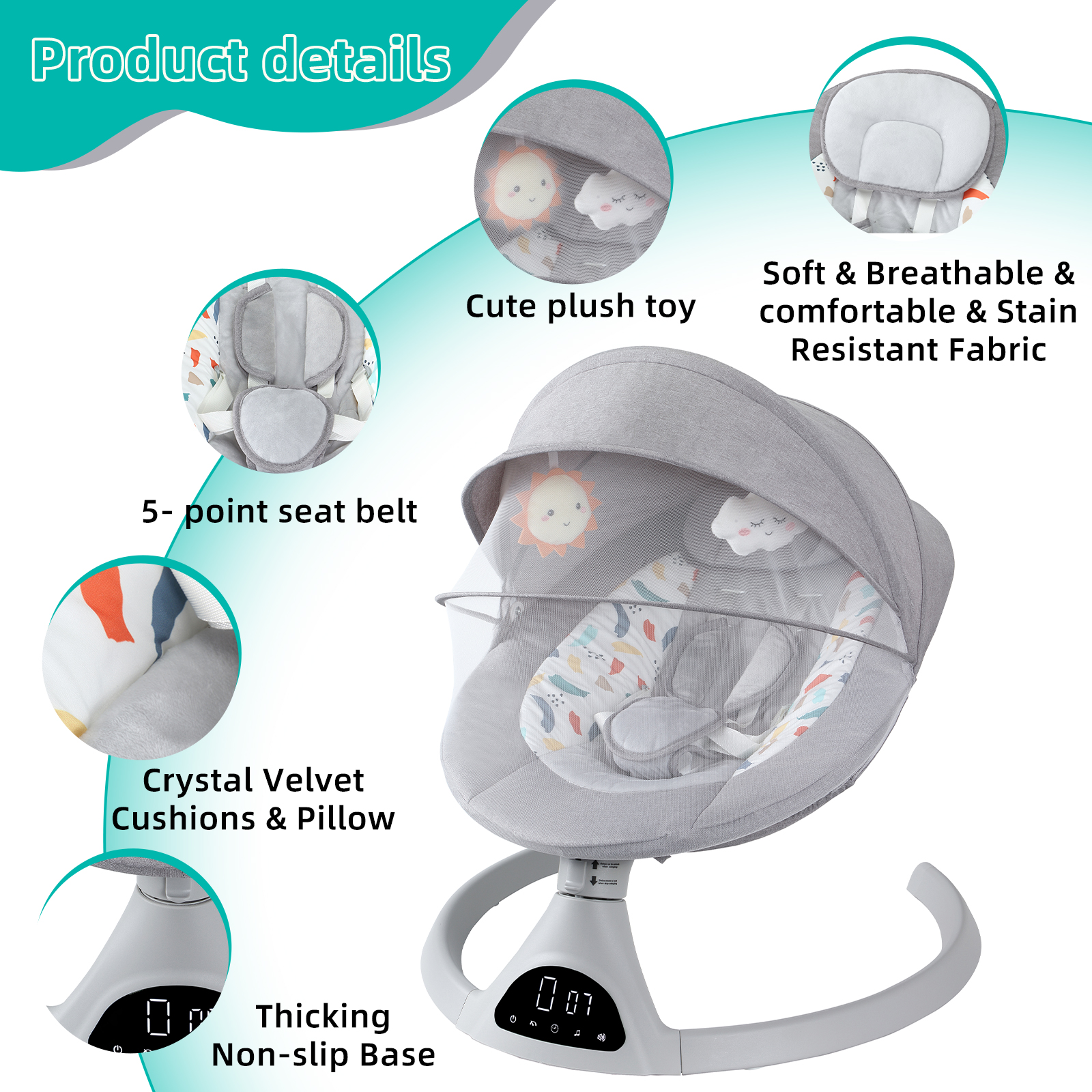 Elétrica balanço balanço cadeira para o bebê recém-nascido, berço do bebê, cama repousar