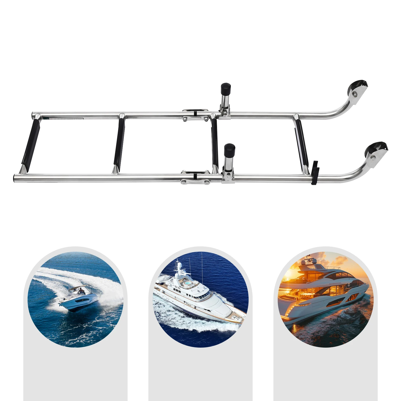 Portable Folding Step Ladder,High Stability Stainless Steel Ladder,2+2 Boat Drop Ladder,for Yachts,fishing Boats,swimming Pools