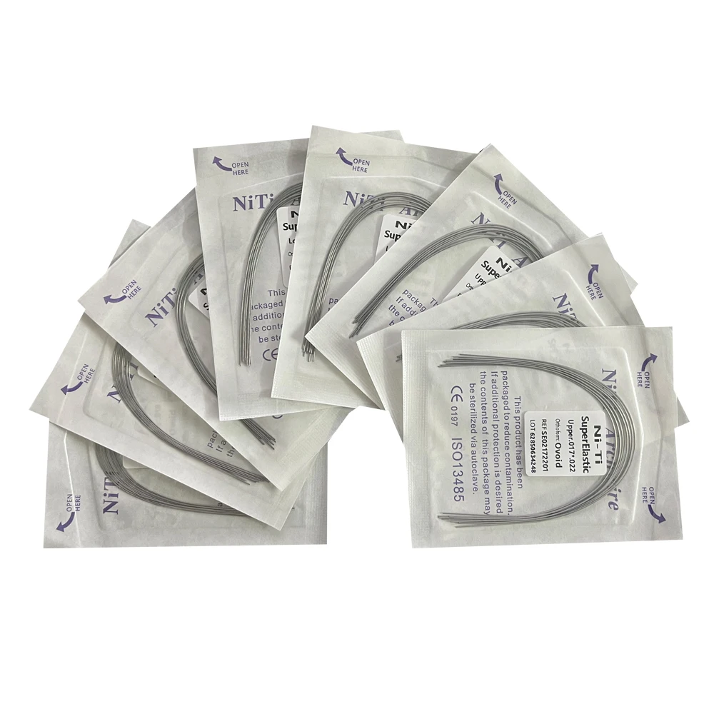 10 unidades/pacote ag dental ortodôntico arco fios niti redondo/retangular forma oval orto arco fio dentista ferramenta