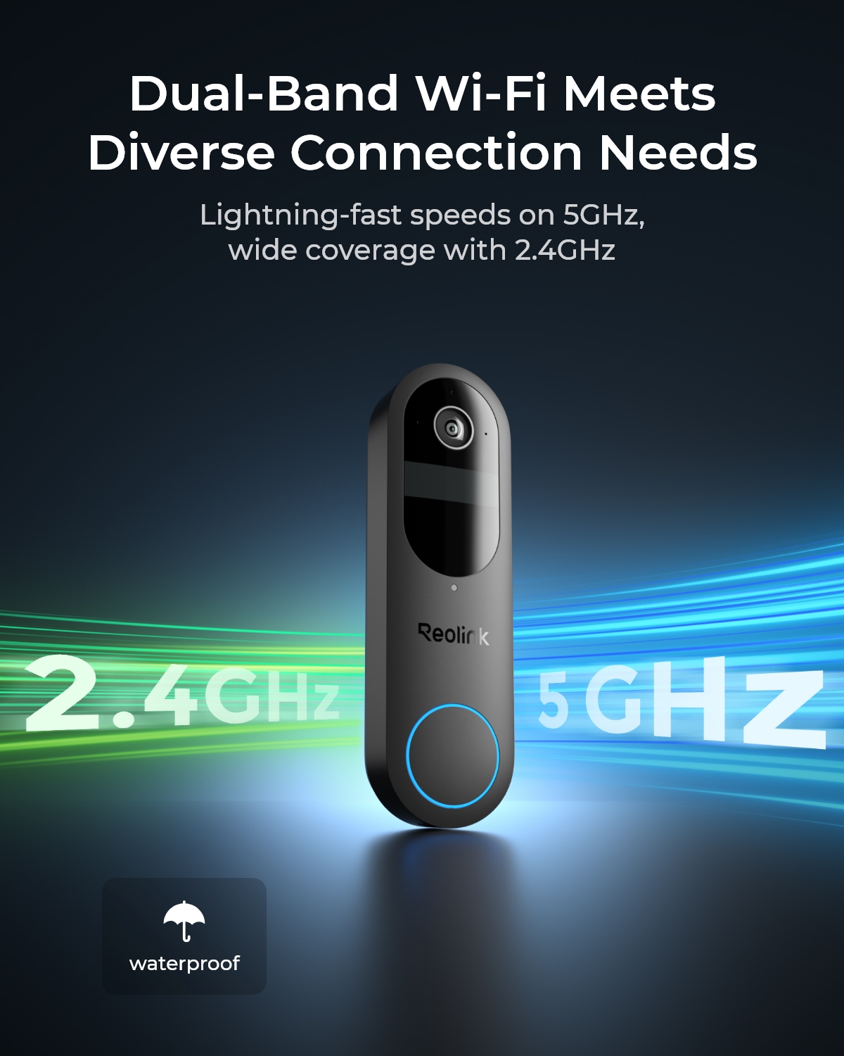 Timbre con batería Reolink 2K, timbre inalámbrico WiFi para exteriores, batería/alimentación con cable, cifrado de almacenamiento a través del concentrador doméstico, sin timbre