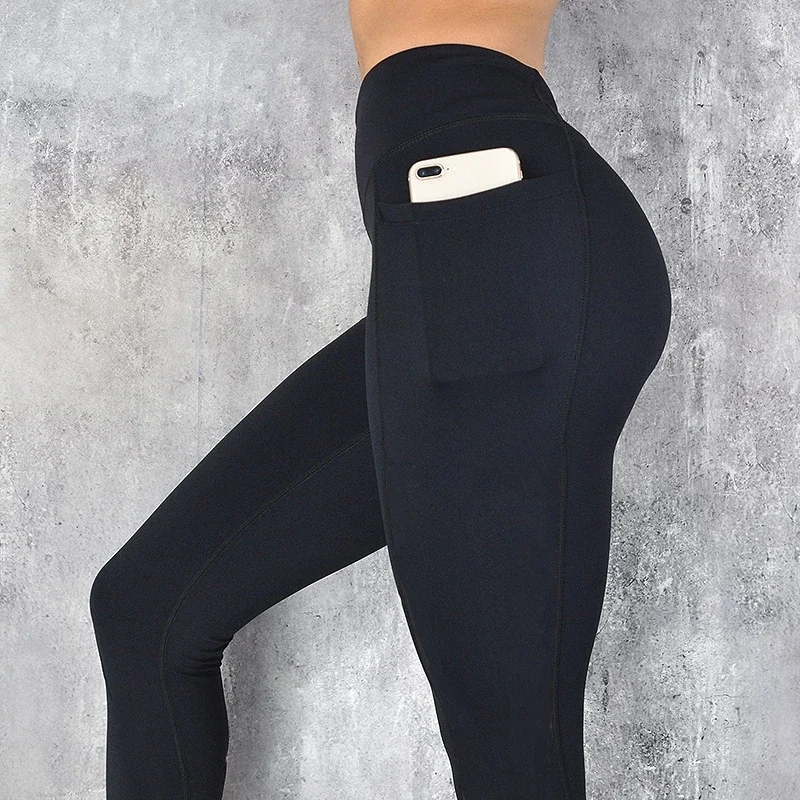 Ropa deportiva para mujer, mallas de gimnasio, pantalones de Yoga con bolsillos, pantalones deportivos para correr, ropa deportiva elástica, pantalones deportivos de talla grande para gimnasio para mujer