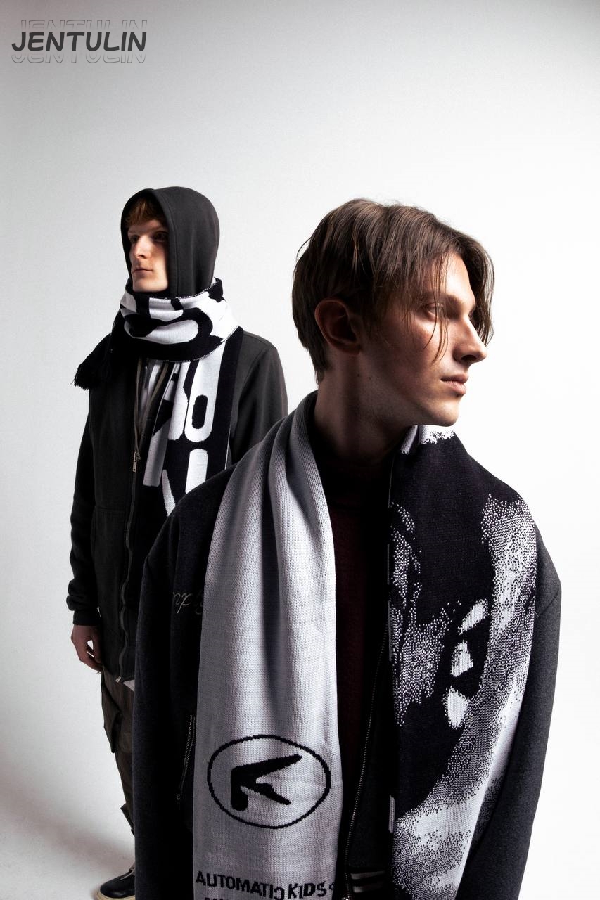 男性スカーフ冬 Y2k ストリート黒ニットエイフェックスツインゴスショールスカーフ韓国原宿ヒップホップパンク暖かいユニセックスアクセサリー